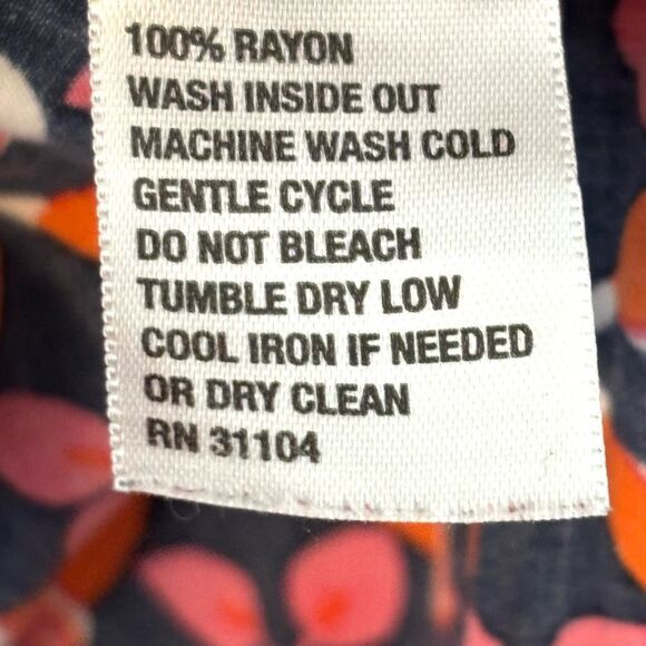 Crown & Ivy 2X partridge print navy orange pink white V-neck elbow sleeve - Picture 10 of 11